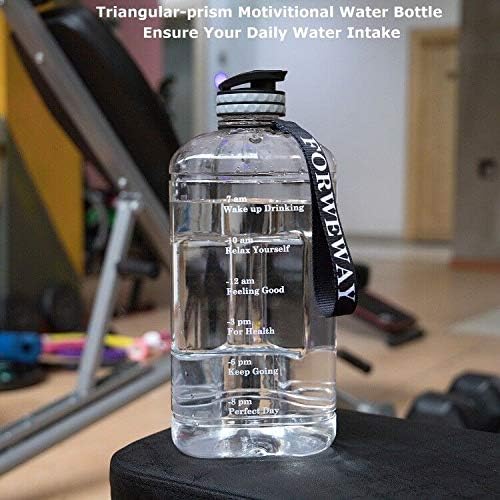 Half Gallon Water Bottle with Handle 2.2L/74OZ Large Plastic Water Bottles BPA Free Water Bottles with Strap Portable with Time Marker for Camping, Hiking and Home Activity