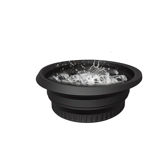 Face Bowl for Ice with Built-in Ice Tray – Collapsible Silicone Facial Ice Bath Bowl for Cold Plunge Therapy Skin Tightening Acne Relief – Portable Spa Tool for Home Black