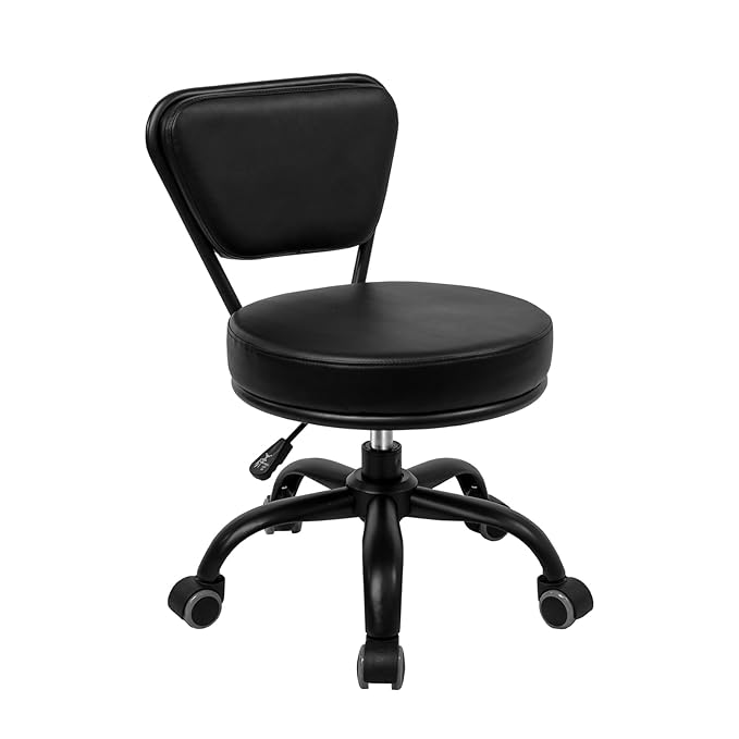 Dayton Pedicure Stool (Matt Black) Pneumatic, Adjustable Height, Perfect for Nail Salon, Pedicure spa
