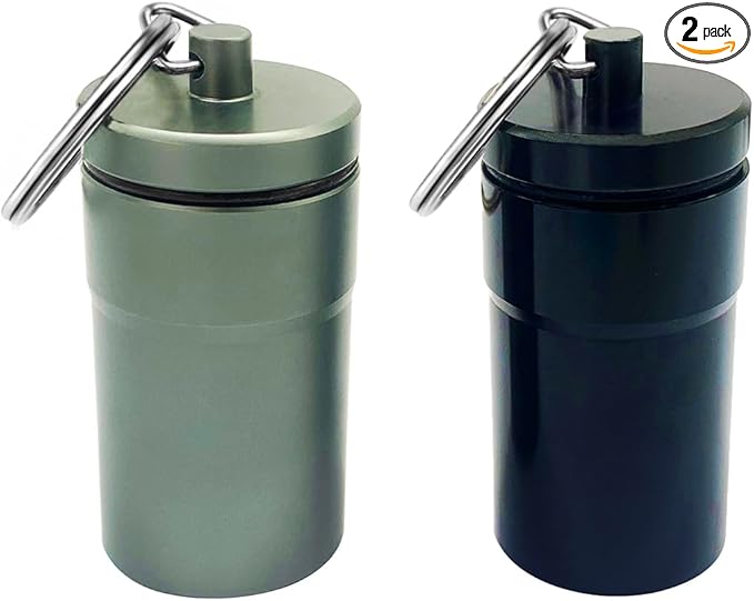 2 Packs 100 Tablets Nitro Bottle Holder, EFFIET Waterproof Metal Pill Bottle Container Capsule Match Container for Geocaching Quarters Cash Hider Storage Tubes/Fishing/Garden/Yard Hiding