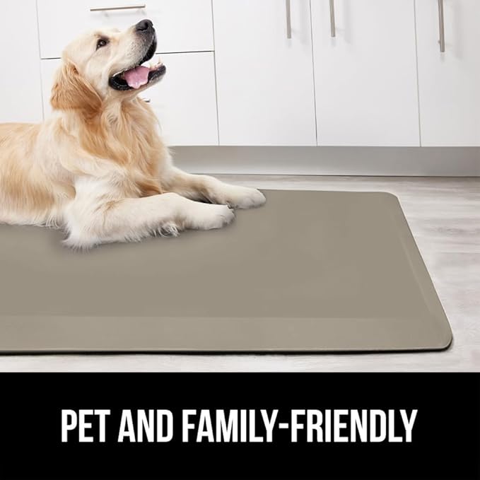 GORILLA GRIP Comfortable Cushioned Kitchen Mats for Floor, 39x20, Waterproof and Stain Resistant Soft Top, 3/4 Inch Thick Ergonomic Standing Desk Anti Fatigue Mat, Foam Supports Ankles and Feet, Taupe