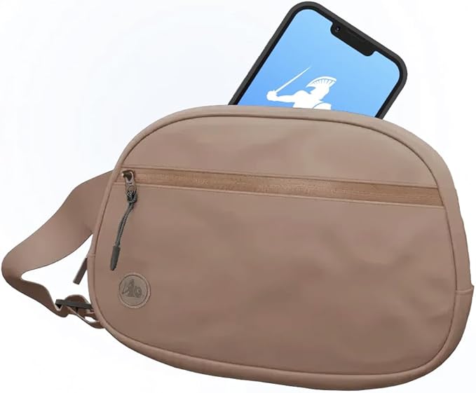DefenderShield EMF & 5G Radiation Protection Fanny Pack - Light Brown Hip Pack for Men & Women - Adjustable Waist Belt Bag with Pockets