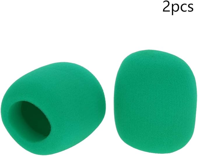 Fielect 2Pcs Microphone Cover Foam Mic Cover Handheld Microphone Windscreen Shield Micro Foam Filter Green for KTV Broadcasting