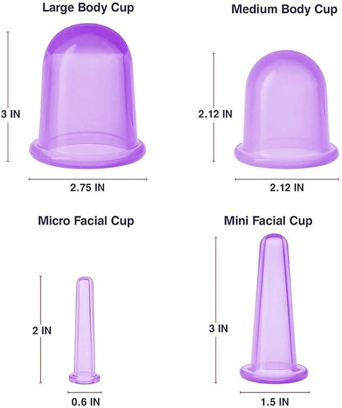Facial Cupping Set Silicone Cupping Therapy Sets 7Pcs Anti-Cellulite Cup Vacuum Suction Massage Cups with Storage Bag for Muscle,Nerve,Joint Pain Relief and Cellulite Blaster Massage