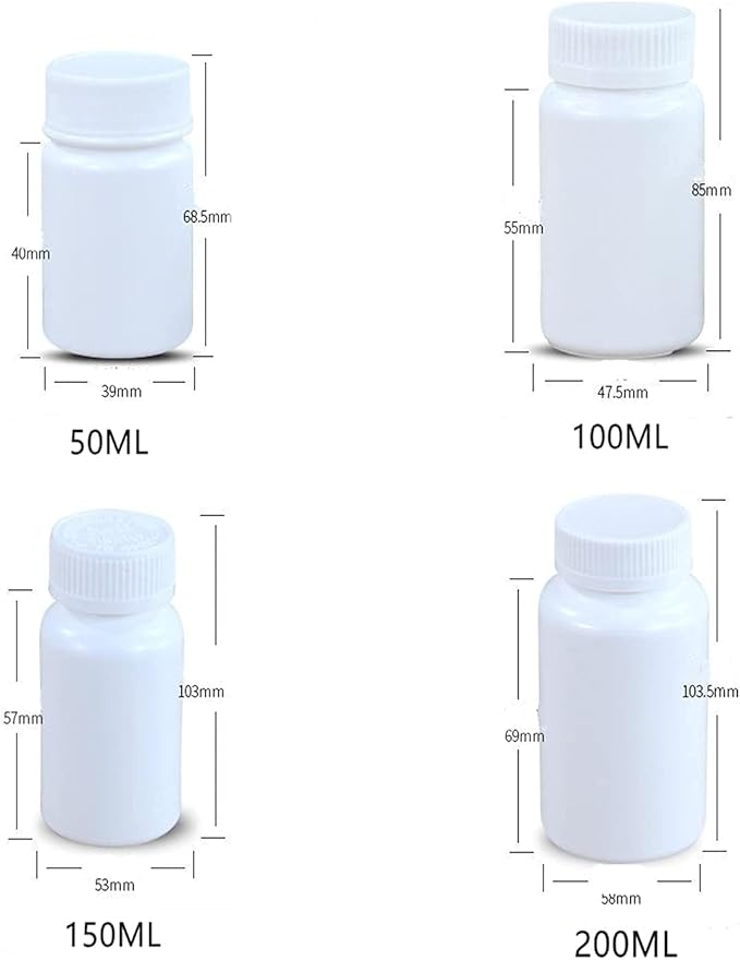 4PCS Empty Medicine Pill Organizer Plastic Medicine Pill Bottles Reagent Bottle Liquid Solid Powder Capsules Case Pill Chemical Containers with Screw Cap