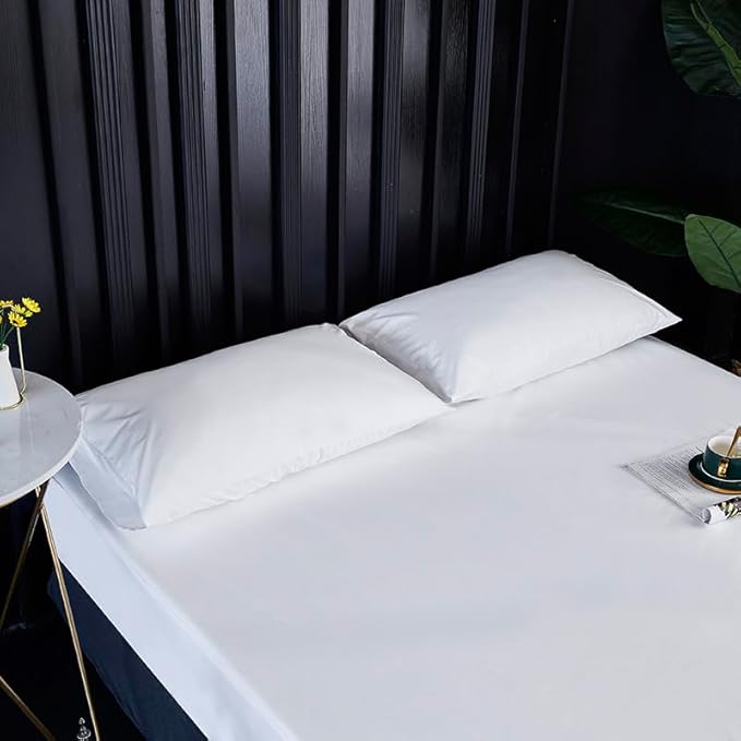 WenBags Waterproof Fitted Bed Sheets,Mattress Protector for Home & Hospital Care Beds, Soft Hospital Bed Sheets with Elastic All Around(1, White, Queen)