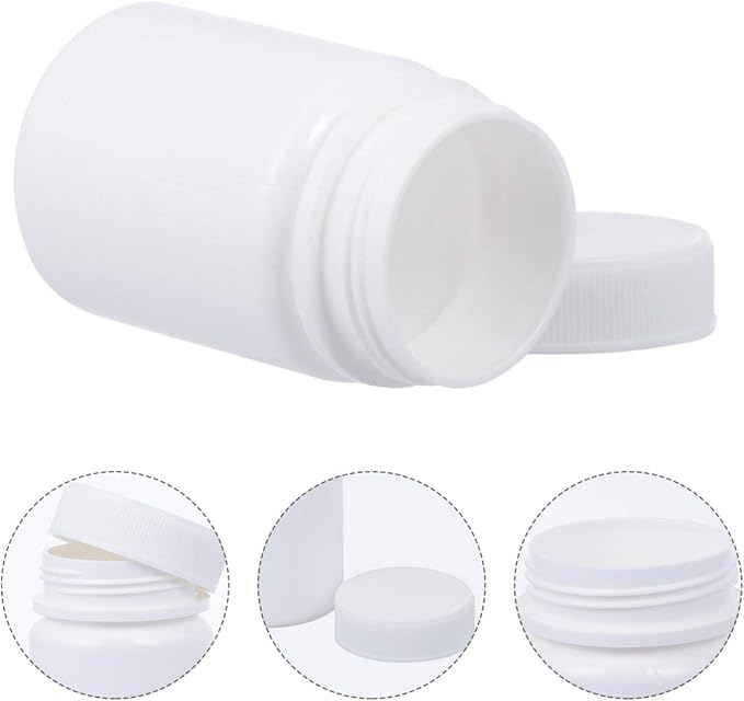 20 Pcs Empty Pill Bottles, 50ml Small White Plastic Medicine Containers with Lids, Portable Travel Pill Holder for Medication, Vitamins & Crafts