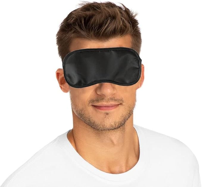 100PCS Sleep Masks Blindfold Eye Masks with Adjustable Strap for Women Men Eye Shade Cover for Travel Team Building Airplane (Black)