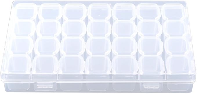 Box, Jewelry Organizer Clear Plastic 28 Slots Adjustable Tablet Jewelry Storage Box Container