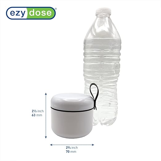 EZY DOSE Mini Vitamin Organizer, Multi Compartments, Portable and Compact Design, Easy Access Sliding Pill Dispenser, Supplement Organizer with Anti-Mix Design, Travel-Sized, White and Black, Medium