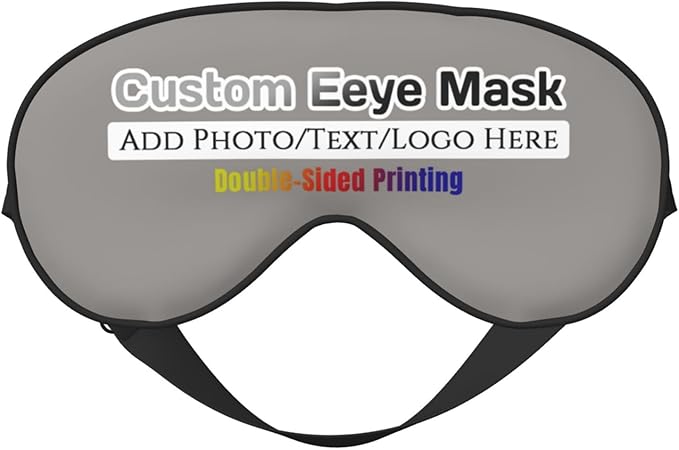 Personalized Eye Masks,Customized Sleep Blindfold Eye Mask,Custom Blackout Eye Cover with Adjustable Strap for Travel and Nap Gravel