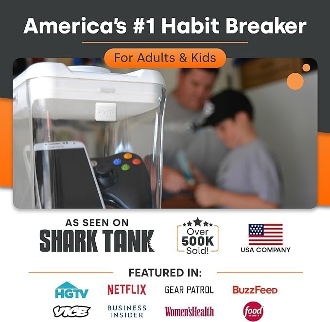Kitchen Safe Time Locking Container (Medium), Timed Lock Box for Cell Phones, Snacks, and other unwanted temptations (White Lid + 5.5” Clear Base)