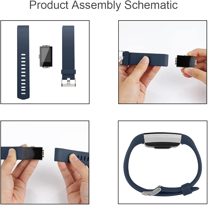 3 Pack Sport Bands Compatible with Fitbit Charge 2 Bands Women Men, Adjustable Replacement Straps Wristbands for Fitbit Charge 2 HR Small Large