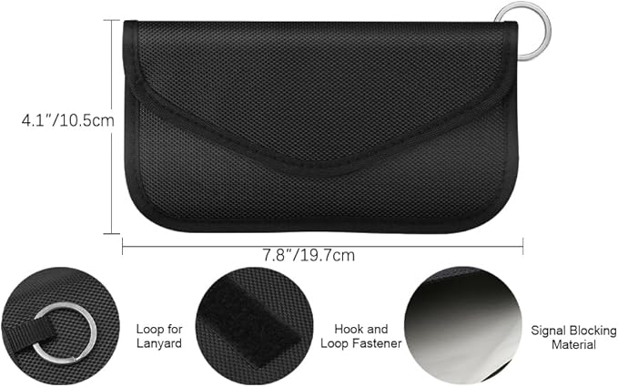 Faraday Bag for Phones & Car Keys - Signal Blocker Faraday Pouch for RFID, GPS, WiFi, Anti-Theft Key Fob Case, Anti-Tracking Privacy Protection (2 Packs)