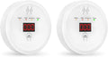 Carbon Monoxide Detectors 90dB Alarm, CO Detector Battery Powered(Not Include), 10-Year Lifespan Carbon Monoxide Alarm with LCD Display for Travel, Home, Kitchen, JA-997, 2 Packs