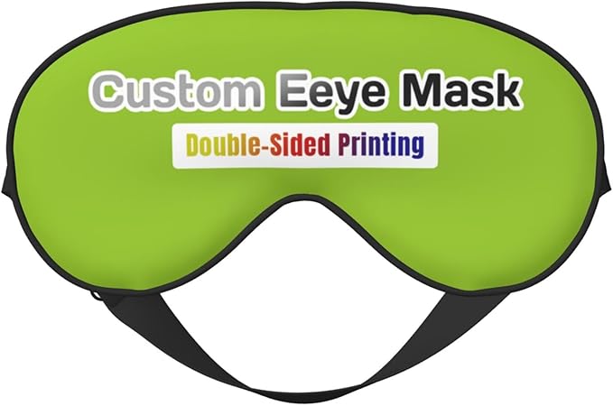 Personalized Eye Masks,Customized Sleep Blindfold Eye Mask,Custom Blackout Eye Cover with Adjustable Strap for Travel and Nap Yellow Green