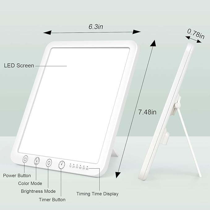 Light Therapy Lamp, 15000 Lx Sun Lamp,3 Color Temperature, 5 Levels of Adjustable Brightness and Timer Function Light Lamp, Touch Control, Rotatable Stand, Memory Function, Home/Office Use