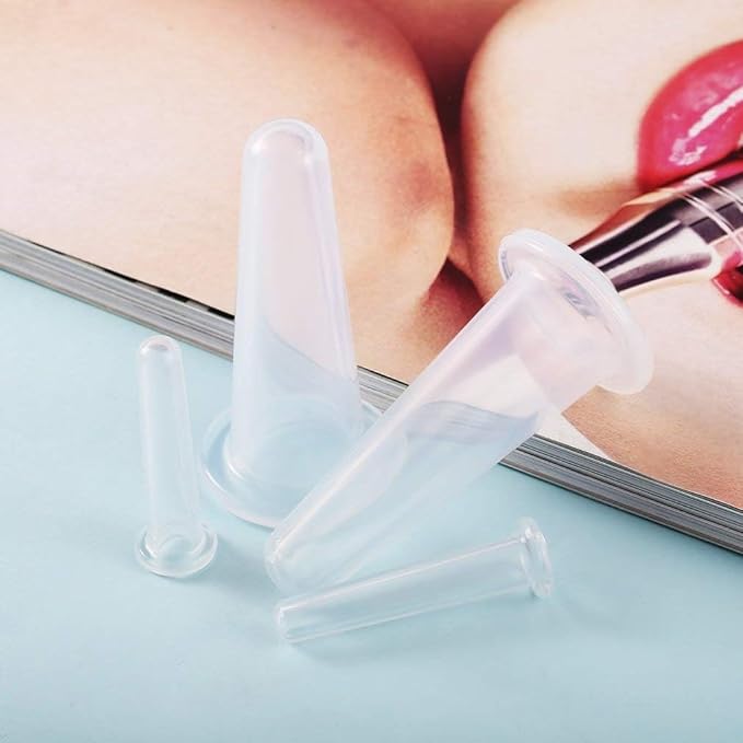4Pcs Transparent Massage Cupping Set Silicone Mini Facial Cups Face Massager Helper Skin Care Neck Back Eyes Massaging Cup