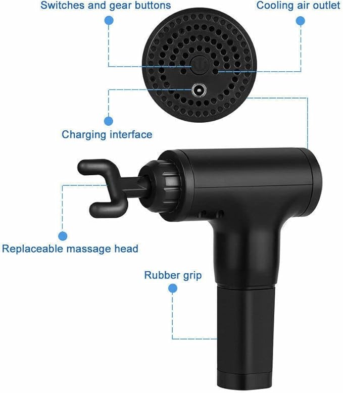 Massage Gun Percussion Massager Deep Tissue Muscle Vibrating Relaxing + 4 Heads