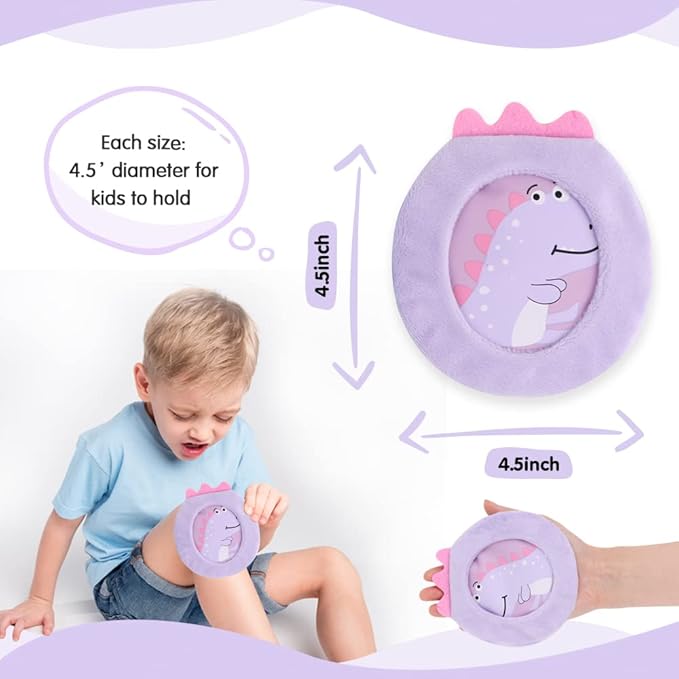 Hilph Kids Ice Packs for Boo Boos, 3 Pack Reusable Gel Hot Cold Packs for Toddlers and Babies, Cute Soft Plush Cover with Hot Cold Compress Pack for Pain Relief, Bump, Bruise, First Aid (Dinosaur)