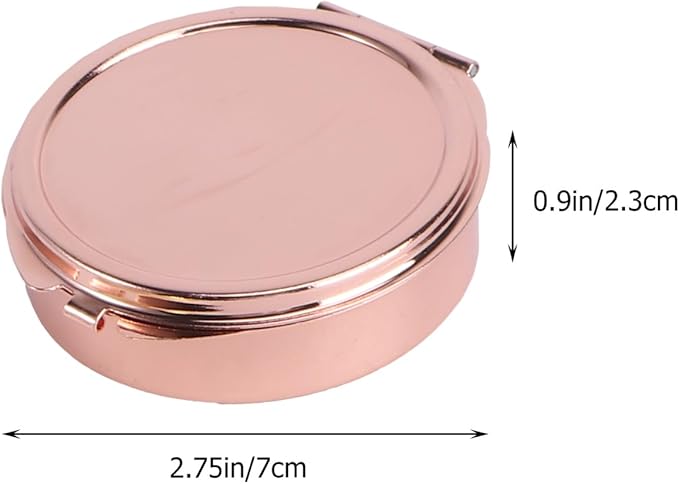 FRCOLOR Portable Round Pill Organizer with Mirror 3 Compartments Airtight Moisture Resistant Compact Medicine Storage Case for Travel and Daily Use