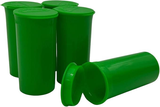 Multi-Use Airtight Empty Pill Bottles with Hinged Lids, 13 Dram Plastic Bottle Organizer for Supplements, Vitamins & Medicines, 12 Pack (Lime Green Opaque)