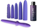 Silicone Dilator Pelvic Floor Exercise Kit, 6 Piece Set, Purple Pelvic Floor Muscle Trainer| Vibrating Kegel Exerciser with Lubricant, Bonus Sleeve & Storage Pouch