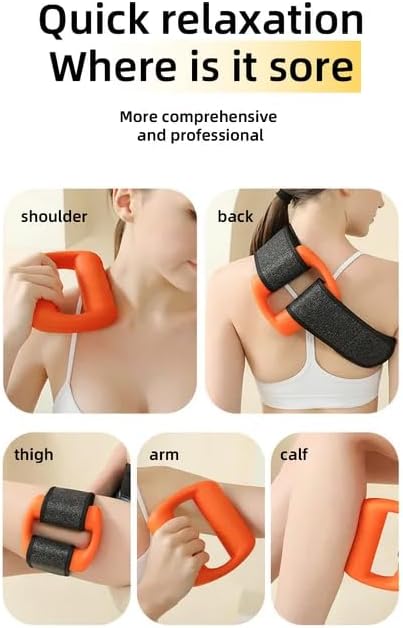 Handheld Body Massager for Pain Relief – Deep Tissue Massage Gun with Auto Shut-Off, 5 Intensity Levels – Muscle Recovery Tool for Workout, Sports & Travel – Small Portable Massager (Orange)