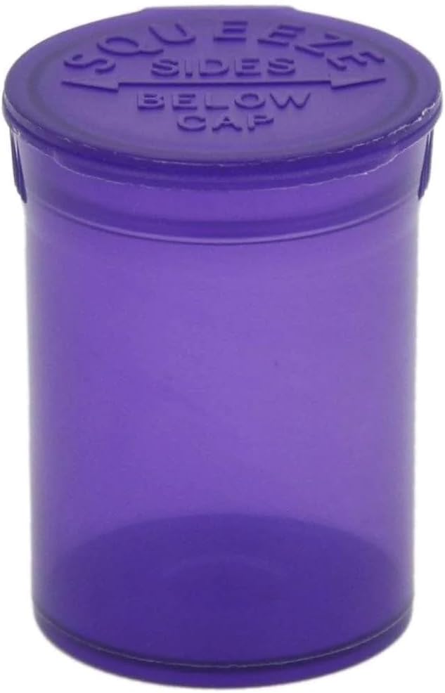 Multi-Use Airtight Empty Pill Bottles with Hinged Lids, 30 Dram Plastic Bottle Organizer for Supplements, Vitamins & Medicines, 12 Pack (Violet Translucent)