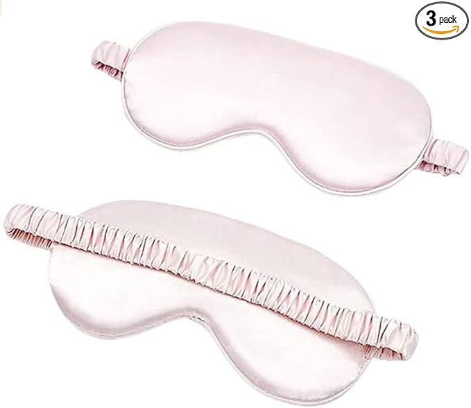 Soft Silk Sleep Eye Masks Lightweight Eye Cover Eyeshade for Night Sleeping with Elastic Strap Light Pink