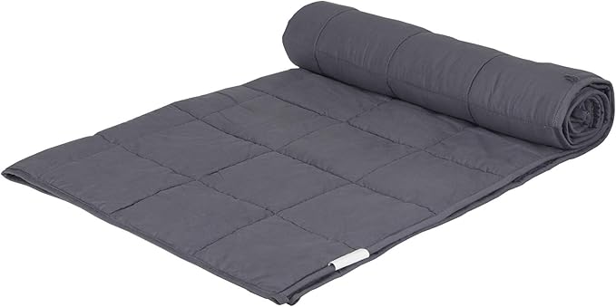 JungleA Weighted Blanket for Adults(15lbs,48"x72",100% Cotton,Grey),Cooling and Breathable Heavy Blanket with Safety Beads for Teens,Women, Men, Kids,Suitable for All-Season