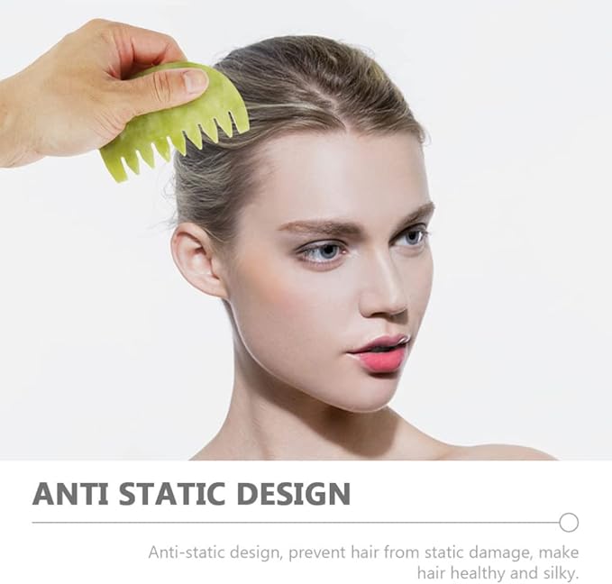 Healifty Jade Comb Scalp Massager - Fine Tooth Jade Scalp Comb for Hair Massage Tools and Spa Therapy - Handheld Gua Sha Tool for Relaxation and Buildup Removal 3.54X2.28X0.11In