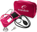Dixie EMS Aneroid Sphygmomanometer and Dual Head Stethoscope Set with Adult Size Blood Pressure Cuff, Calibration Key and Carrying Case – Pink