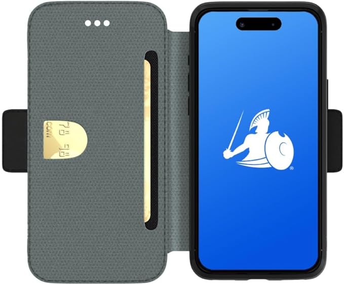 DefenderShield EMF Protection & 5G Anti Radiation iPhone 14 Pro Max SlimFlip Case - RFID Blocking EMF Shield Slim Wallet Case Black