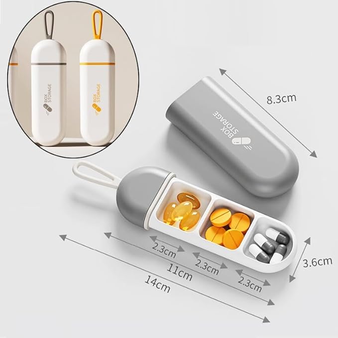 Small Daily Pill Organizer, Portable Travel Size Pill Box, BPA Free, Cute Carry-on Medicine Case Holder Dispenser for Vitamin, Fish Oil, Nutritional Supplement, Meds, Minerals, DHA, White