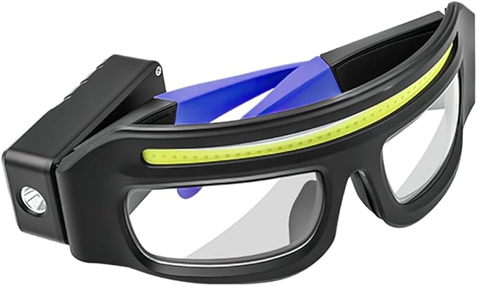 LED Glasses Rechargeable Headlight with Motion Sensor and Touch Control, 5 Modes USB C Lighted Glasses for Running Camping, Fishing, Cycling, Hiking, Hands-Free Lighting (Blue)