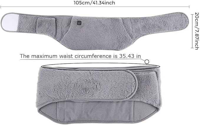 3-in-1 Heating Waist Belt: Heating Pad for Back Comfort & Warmth + Portable Hand Warmer, USB Powered (Power Bank Not Included), 3-Temp Adjustable Heat Wrap for Women, Gray