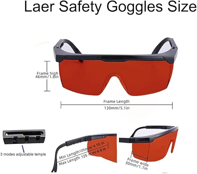 190nm to 560nm Laser Safety Glasses, OD4+ Laser Glasses Eye Protection, Adjustable Temples Laser Hair Removal Goggles for Treatment Cosmetology Operator for Blue Light Sanitize,Dental Operation