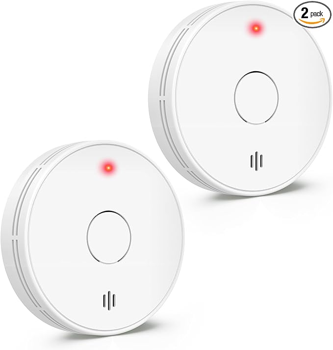 Smoke Alarm with LED Indicator with Mute Button, Fire Alarm Smoke Detector with Built-in 10 Year Battery, Model VS02