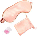 HappyDaily Silk Sleep Mask Set with Luxury Travel Pouch and Boxed Ear Plug - Soft and Comfortable Eye Shade Eye Cover for Full Night Sleep,Nap,Travel (Pink)