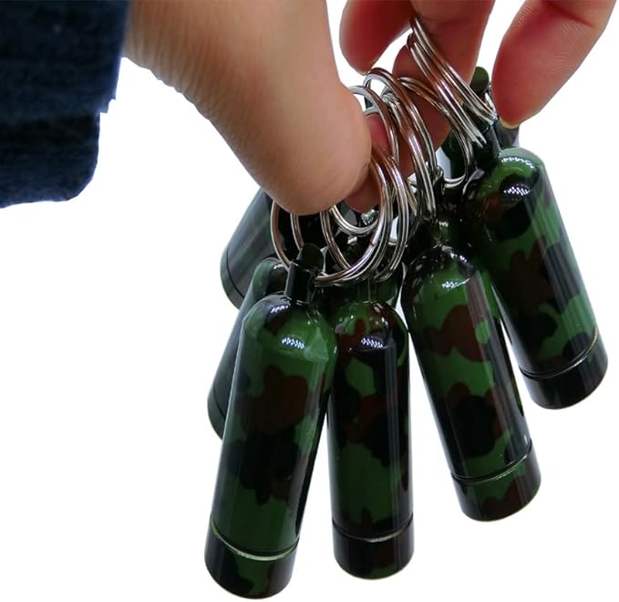 Artkingdome Set of 10 Metal Pill Box Cartridge Aluminum Alloy Cans Earplugs Outdoor Medicine Organizer Small First Aid Holder Pill Container Bottle Camouflage Keychain