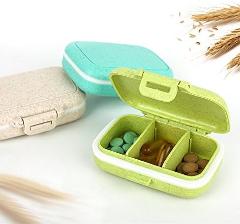 Portable 3 Slots Seal Folding Pill Cases Jewelry Candy Storage Box Vitamin Medicine Pill Box Case Container Wheat stalks