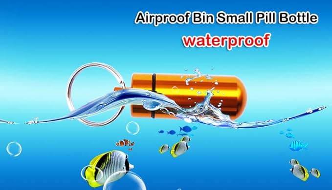 AKOAK 2 Pcs Colorful Round Aluminum Alloy Pill Bottle, Emergency Jar, Waterproof Outdoor Travel Portable Pill Bottle Key Chain (Purple)