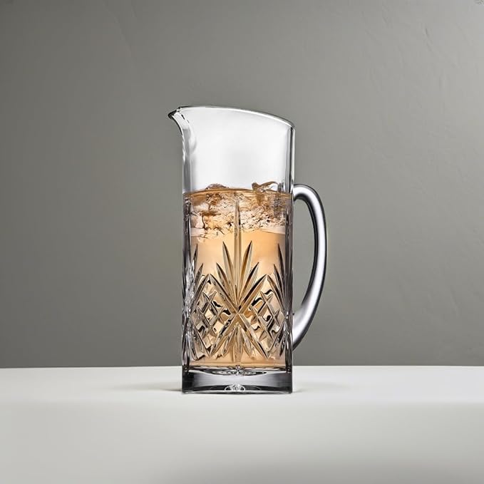 Godinger Beverage Pitcher Carafe, Cocktail Pitcher, Water Pitcher, Bar Mixing Glass - Dublin Collection, 34oz