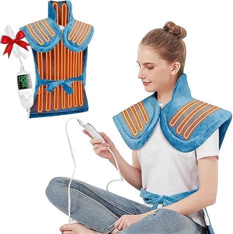 Electric Heating Pad for Back, Neck & Shoulders – 25"x37" Large Weighted Heating Pad for Full Body Pain Relief & Muscle Relaxation – 5 Temps, 4 Timers, Auto Shut-Off – Gifts for Women, Men, Mom & Dad