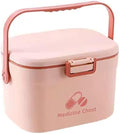 Cyrank First Aid Box, Empty Medicine Box Portable Medicine Container Organizer Storage Box 2 Layer Home First Aid Box for Home Office(Pink)