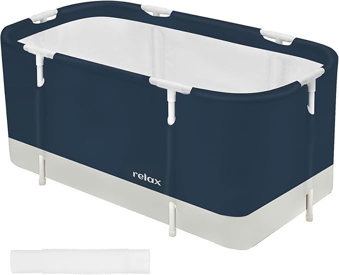 STARBRILLIANT Portable Foldable Bathtub,Soaking Standing Bath Tub for Shower Stall, Easy to Assemble Collapsible Bathtub, Suitable for Travel, Camping and Outdoor Activities (Relax, 45inch)