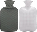 Fashy Hot Water Bottle with Gray Quilted Cotton Cover (67oz / 2L) – Made in Germany