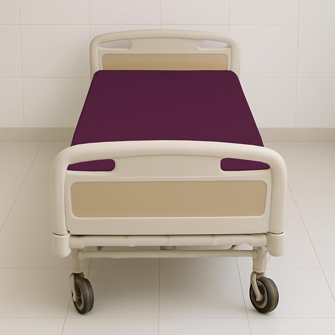 4 Pack Fitted Hospital Bed Sheets - Soft Microfiber Hospital Fitted Sheet - Hospital Bed Fitted Sheets (Wine, 36" x 84" x 12")