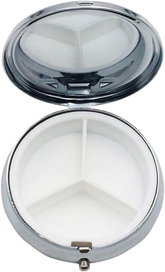 Round Medicine Box Portable Mini Metal Pill Case 2 inches Travel Little Pill Dispenser for Purse